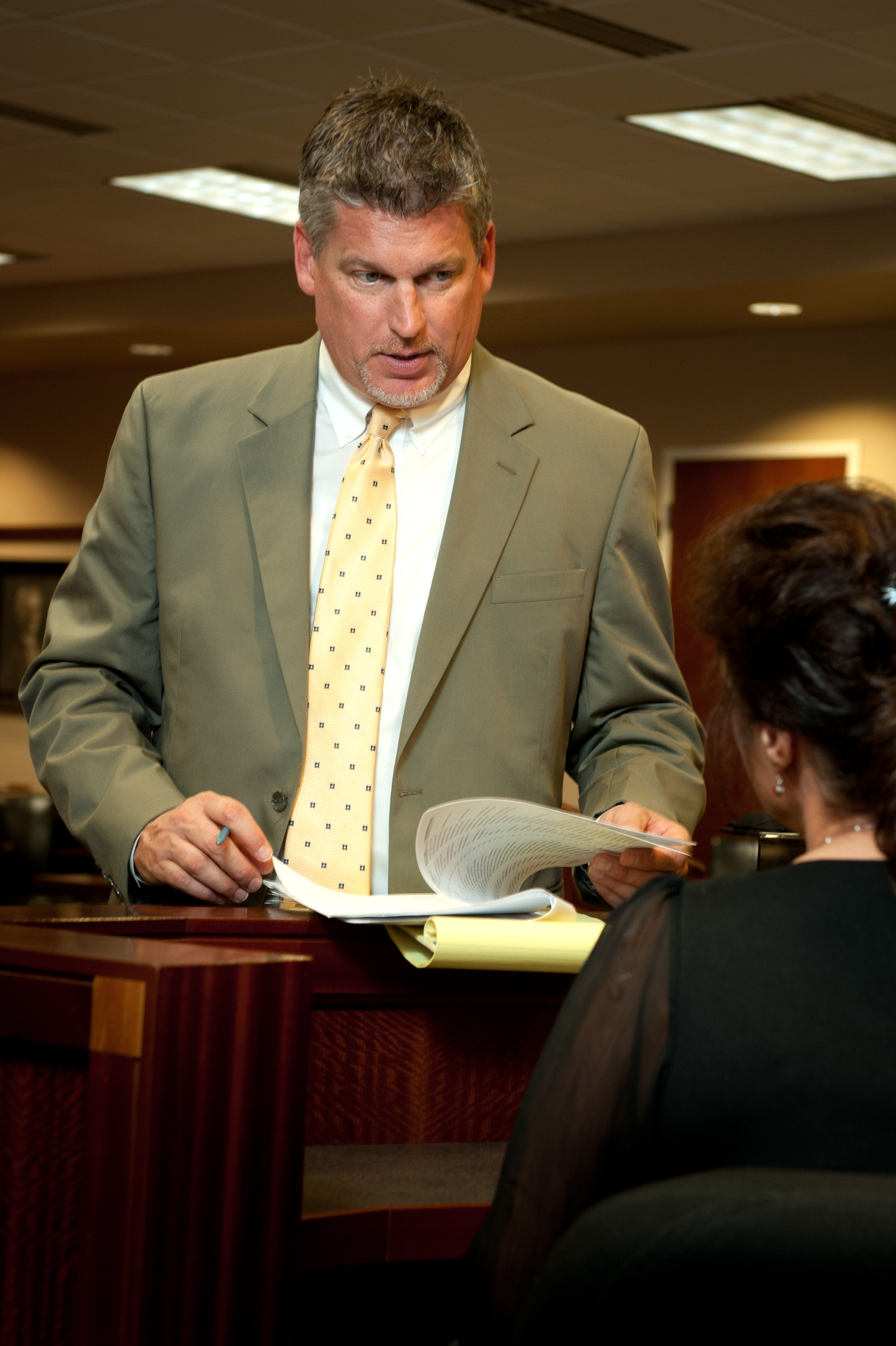 Attorney Paul J. Dickman principal from Dickman Law Office P.S.C. representing his client in court